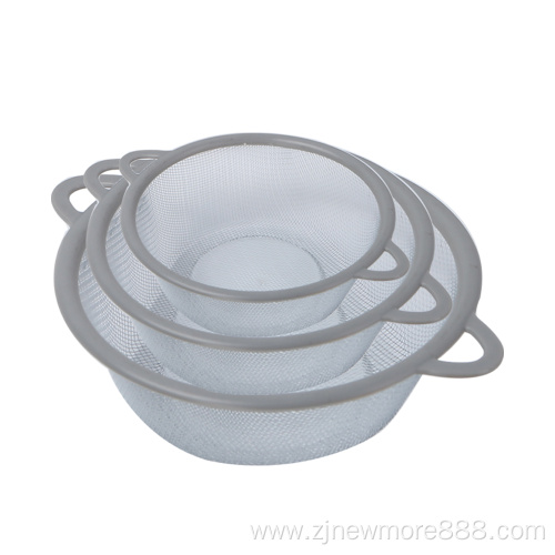 Round Metal Mesh Strainer Fruit Vegetable Colander